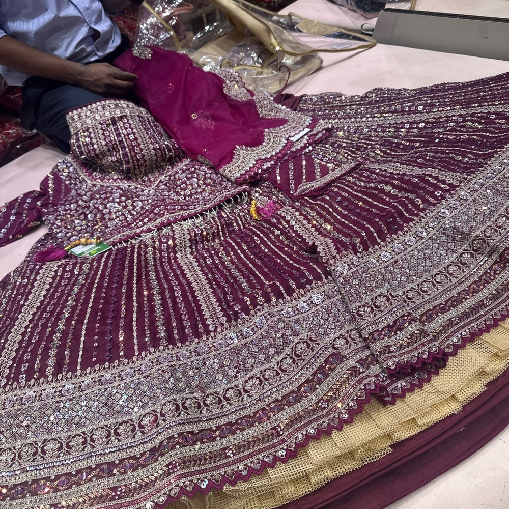 Embellished Plum and Silver Lehenga